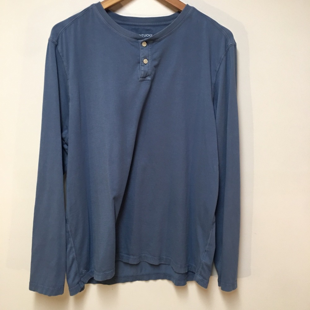UNTUCKit Men XL Shirt Blue Henley 100% Pima Cotton Preppy Jersey Outdoor